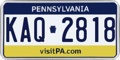 PA license plate KAQ2818