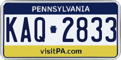 PA license plate KAQ2833