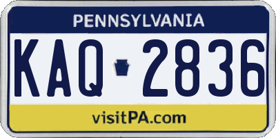 PA license plate KAQ2836