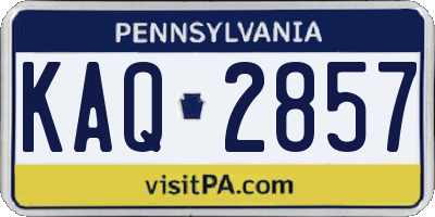 PA license plate KAQ2857