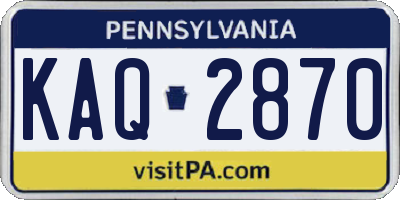 PA license plate KAQ2870