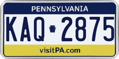PA license plate KAQ2875