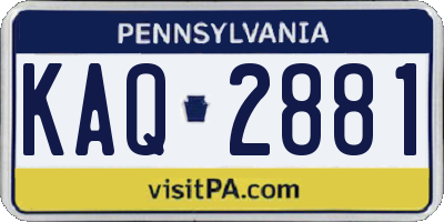 PA license plate KAQ2881