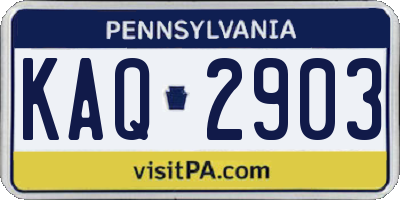 PA license plate KAQ2903