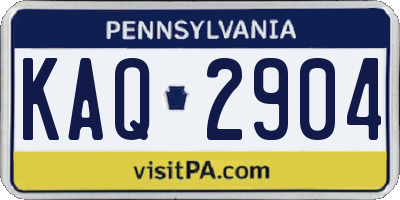 PA license plate KAQ2904