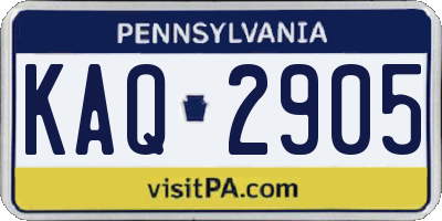 PA license plate KAQ2905