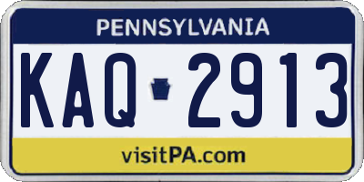 PA license plate KAQ2913