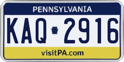 PA license plate KAQ2916