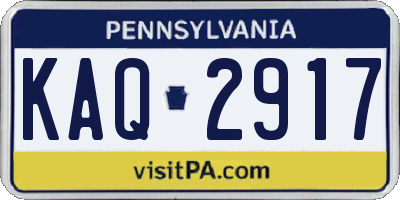 PA license plate KAQ2917
