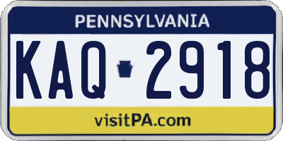 PA license plate KAQ2918
