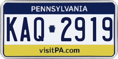 PA license plate KAQ2919