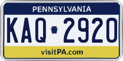 PA license plate KAQ2920