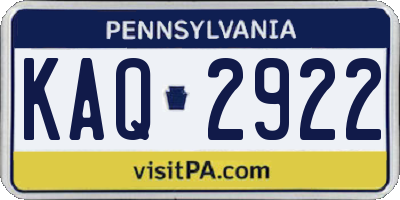 PA license plate KAQ2922