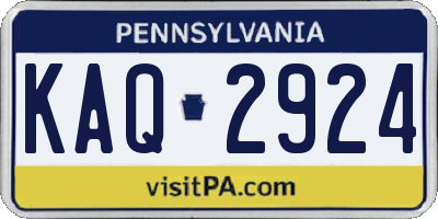PA license plate KAQ2924