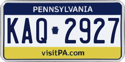PA license plate KAQ2927