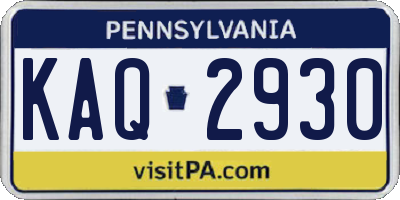 PA license plate KAQ2930