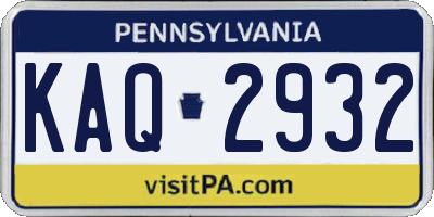 PA license plate KAQ2932