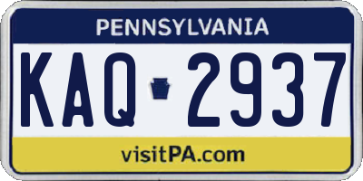 PA license plate KAQ2937