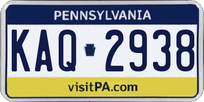 PA license plate KAQ2938