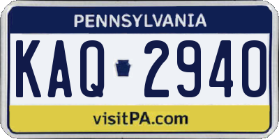 PA license plate KAQ2940