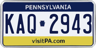 PA license plate KAQ2943