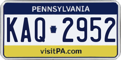 PA license plate KAQ2952