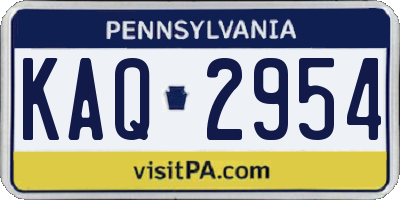 PA license plate KAQ2954