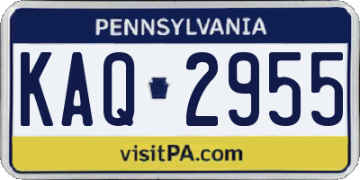PA license plate KAQ2955