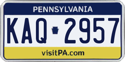 PA license plate KAQ2957