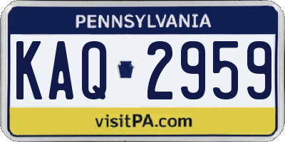 PA license plate KAQ2959