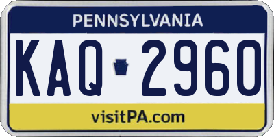 PA license plate KAQ2960