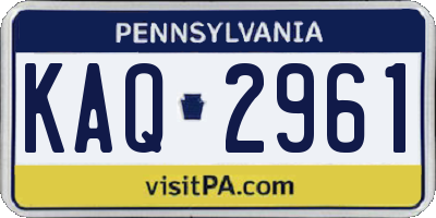 PA license plate KAQ2961