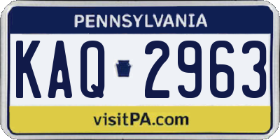 PA license plate KAQ2963
