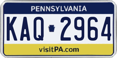 PA license plate KAQ2964