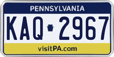 PA license plate KAQ2967