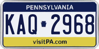 PA license plate KAQ2968
