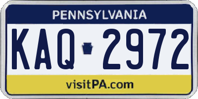 PA license plate KAQ2972