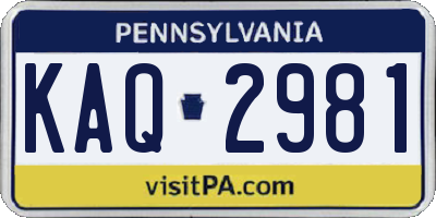 PA license plate KAQ2981