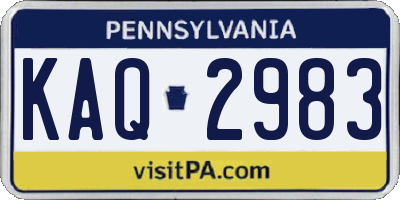 PA license plate KAQ2983