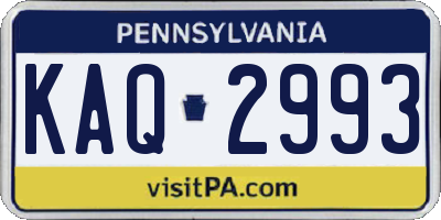 PA license plate KAQ2993