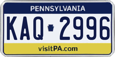 PA license plate KAQ2996