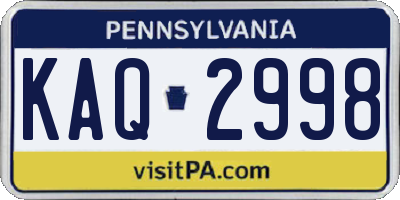 PA license plate KAQ2998