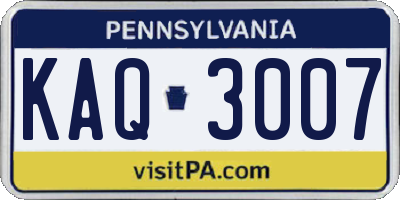 PA license plate KAQ3007