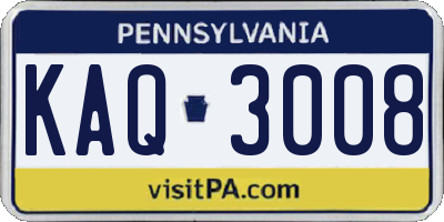 PA license plate KAQ3008