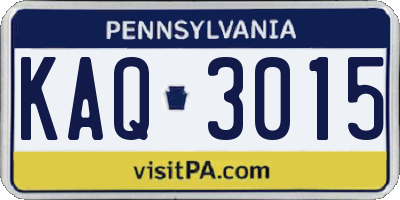 PA license plate KAQ3015