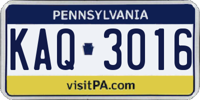 PA license plate KAQ3016