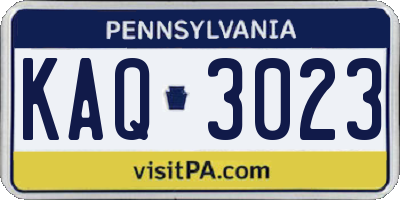 PA license plate KAQ3023