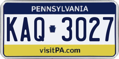 PA license plate KAQ3027