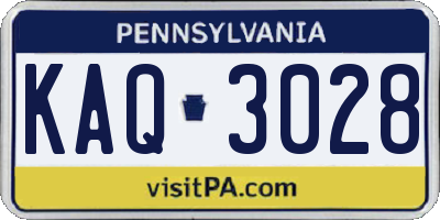 PA license plate KAQ3028