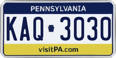 PA license plate KAQ3030